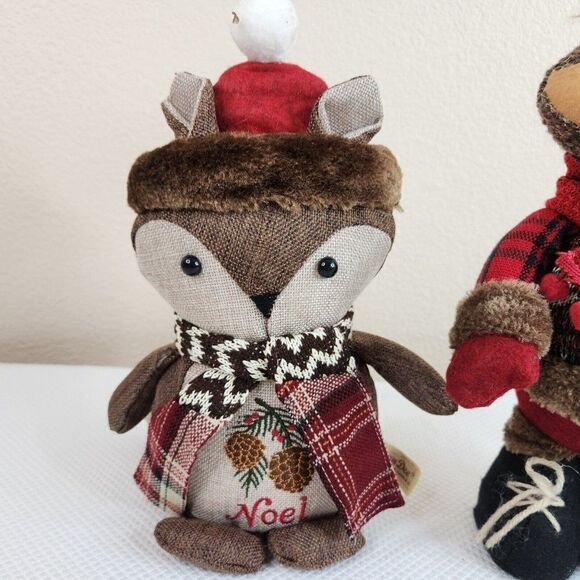 DanDee Christmas Winter Holiday Fox Standing Decor 2 Plaid Rustic Animals - Picture 2 of 9